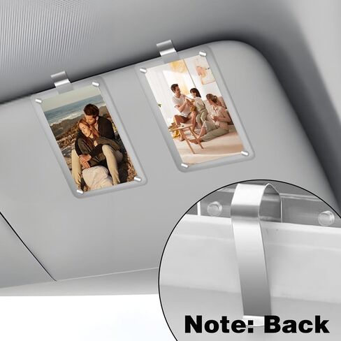 Leather Car Visor Picture Holder Photo Clip Fits 5-Inch Car Picture Frame Displays Your Photographs Sun Visor Car Photo Holder Black Both Horizontally And Vertically, Photo Car Visor Clip for Vehicle in Kuwait