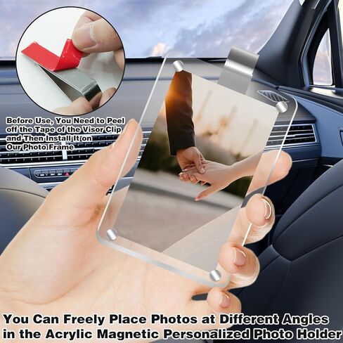 Leather Car Visor Picture Holder Photo Clip Fits 5-Inch Car Picture Frame Displays Your Photographs Sun Visor Car Photo Holder Black Both Horizontally And Vertically, Photo Car Visor Clip for Vehicle in Kuwait
