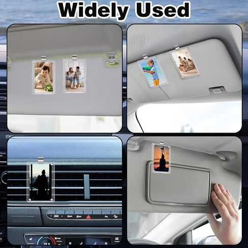 Leather Car Visor Picture Holder Photo Clip Fits 5-Inch Car Picture Frame Displays Your Photographs Sun Visor Car Photo Holder Black Both Horizontally And Vertically, Photo Car Visor Clip for Vehicle in Kuwait