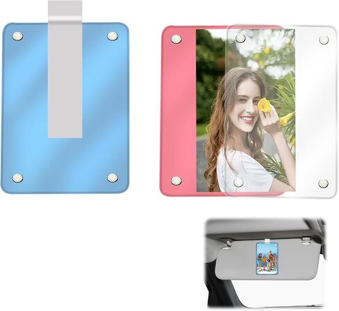 Leather Car Visor Picture Holder Photo Clip Fits 5-Inch Car Picture Frame Displays Your Photographs Sun Visor Car Photo Holder Black Both Horizontally And Vertically, Photo Car Visor Clip for Vehicle in Kuwait