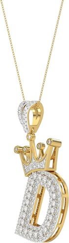 Eternal Bliss Round Natural Diamond Letter A to Z Men's Crown Initial Charm Pendant 10K Yellow Gold (3/8 cttw, I-J & H-I Color, I2 & I2-I3 Clarity) in Kuwait