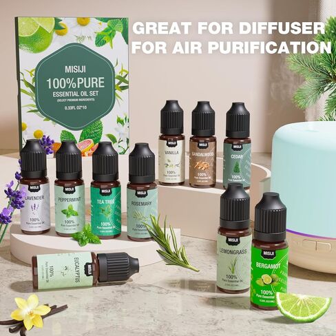 Essential Oil Blends, Essential Oils Set for Diffusers for Home, Well-Being Kit- Spearmint Tea, Calming, Dreams, Relaxing, Mood, Fresh Air Aromatherapy Oils for Humidifiers, Skin, 6x10ml in Saudi Arabia