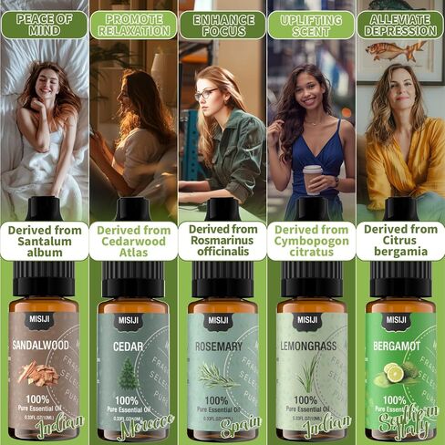 Essential Oil Blends, Essential Oils Set for Diffusers for Home, Well-Being Kit- Spearmint Tea, Calming, Dreams, Relaxing, Mood, Fresh Air Aromatherapy Oils for Humidifiers, Skin, 6x10ml in Saudi Arabia