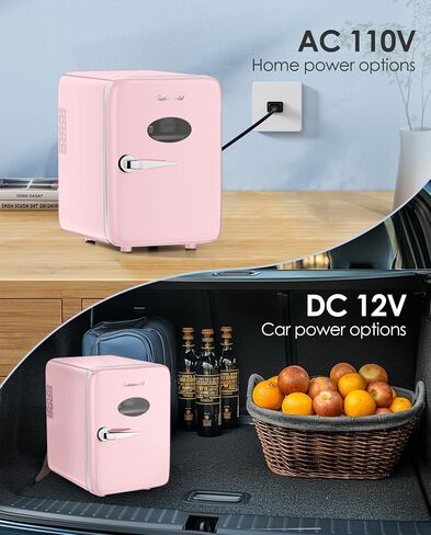 Skincare Fridge - 4L Makeup Fridge for Refrigerating Makeup, Skincare and Food, Mini Fridge for Bedroom, Office and Car, Cooler and Warmer, Beverage Cooler, Leather Pink in Kuwait