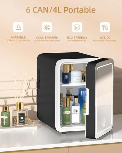 Skincare Fridge - 4L Makeup Fridge for Refrigerating Makeup, Skincare and Food, Mini Fridge for Bedroom, Office and Car, Cooler and Warmer, Beverage Cooler, Leather Pink in Kuwait