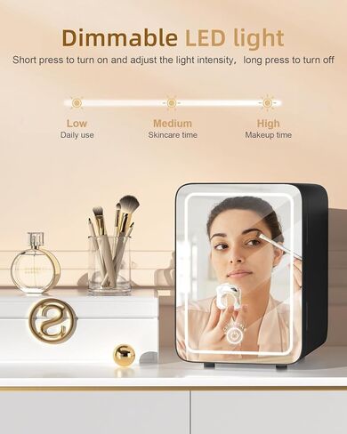 Skincare Fridge - 4L Makeup Fridge for Refrigerating Makeup, Skincare and Food, Mini Fridge for Bedroom, Office and Car, Cooler and Warmer, Beverage Cooler, Leather Pink in Kuwait