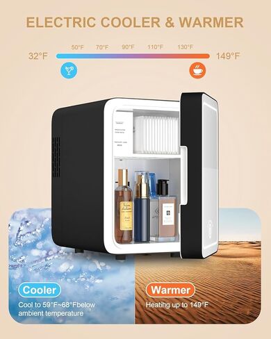 Skincare Fridge - 4L Makeup Fridge for Refrigerating Makeup, Skincare and Food, Mini Fridge for Bedroom, Office and Car, Cooler and Warmer, Beverage Cooler, Leather Pink in Kuwait