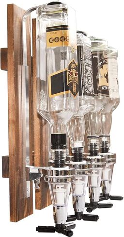 Single Bottle Wall Mounted Liquor Dispenser, Wooden Wall Shelf for Home Bar, Glass Drink Dispenser for Parties in Kuwait