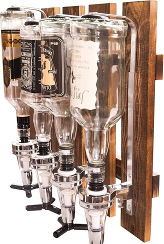 Single Bottle Wall Mounted Liquor Dispenser, Wooden Wall Shelf for Home Bar, Glass Drink Dispenser for Parties in Kuwait