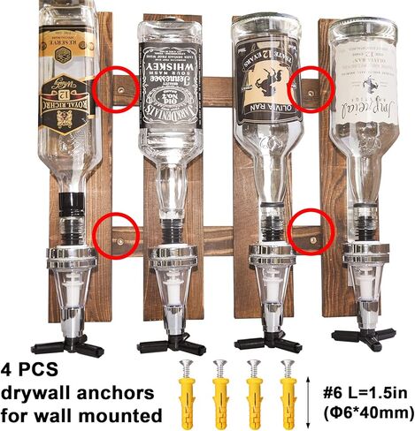 Single Bottle Wall Mounted Liquor Dispenser, Wooden Wall Shelf for Home Bar, Glass Drink Dispenser for Parties in Kuwait