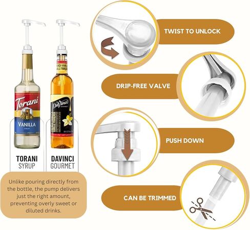 Syrup Pump Compatible with Torani, DaVinci and Skinny Syrups- fits Bottles (25.4 oz-750ml) (Black, Set of 2) in Saudi Arabia