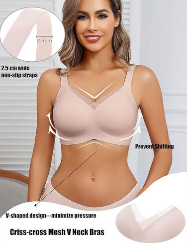 Avidlove Womens Seamless Bras No Underwire V Mesh Comfort Bralette Coverage Complet in Saudi Arabia