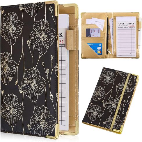 Server Books for Waitress Cute Waitress Book with Money Pocket Leather Server Book with Zipper Wallet Black Serving Book Organizer Fit Server Apron in Saudi Arabia