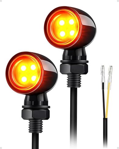 مصابيح إشارة بدوره Benlari دراجة نارية ، مصابيح إشارة دوران خلفية 8 مم و 10 مم ، 4 LEDs Red Amber Blinkers Lights مناسبة لهوندا Yamaha Suzuki Kawasaki Harley Chopper Bobber ، Gloss Black ، 2pcs in Saudi Arabia