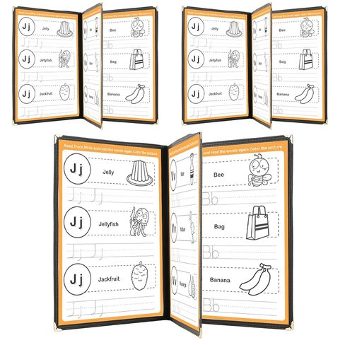 3 Pack Menu Covers 8.5" x 11" Menu Holder, Double Stitched Menu Covers, Restaurant Menu Cover, Single Page Menu Cover Two Clear Viewing Surfaces (Folding Style) in Kuwait