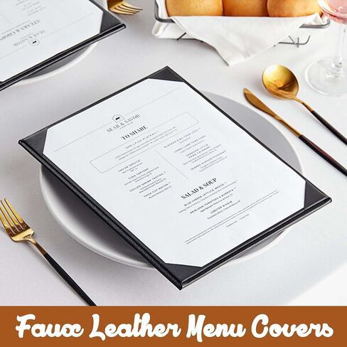 Prestine Menu Covers Made of Premium Faux Leather (10-Pack) - 8.5" x 11" - 1 View - Black - Restaurant Menu - Wine List - Bar Menu in Kuwait