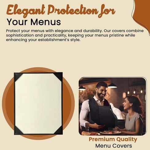 Prestine Menu Covers Made of Premium Faux Leather (10-Pack) - 8.5" x 11" - 1 View - Black - Restaurant Menu - Wine List - Bar Menu in Kuwait