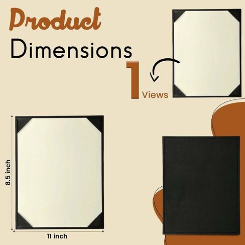 Prestine Menu Covers Made of Premium Faux Leather (10-Pack) - 8.5" x 11" - 1 View - Black - Restaurant Menu - Wine List - Bar Menu in Kuwait