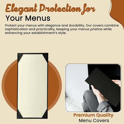 Prestine Menu Covers Made of Premium Faux Leather (10-Pack) - 8.5" x 11" - 1 View - Black - Restaurant Menu - Wine List - Bar Menu in Kuwait