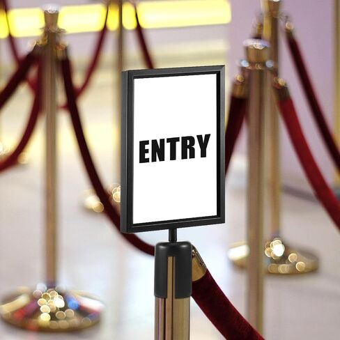 8 Pcs Stanchion Sign Holder Frame Portrait Top Stand Poster Display for 8.3 x 11.7 Inch Size Paper Double Sided Sign Frame with Cover for Crowd Control Sentry Stanchions (Black, Iron) in Saudi Arabia