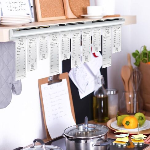 Henoyso 16 Inch Aluminum Slide Check Rack with Pen Slot and 2 Pcs Receipt Holder Spikes Desk Receipt Storage Restaurant Food Truck Ticket Holder Accessories Bill Order Display Rail for Kitchen Bar in Kuwait