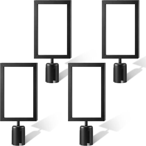8 Pcs Stanchion Sign Holder Frame Portrait Top Stand Poster Display for 8.3 x 11.7 Inch Size Paper Double Sided Sign Frame with Cover for Crowd Control Sentry Stanchions (Black, Iron) in Saudi Arabia