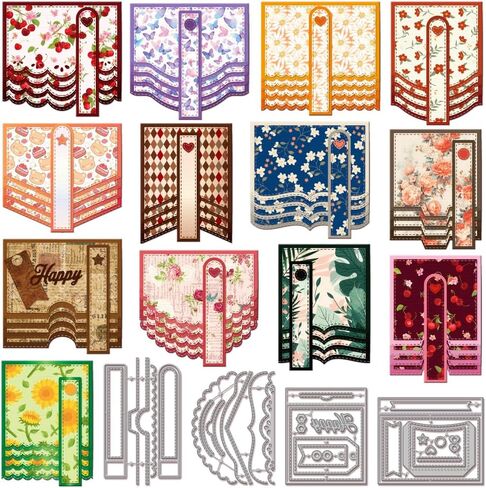 GLOBLELAND Folded 3D Card Cutting Dies Metal Retro Layered Tag Frame Shakers Cutting Die Template Paper Cutting Dies for Scrapbooking Card Making Crafts Paper Cards in Saudi Arabia