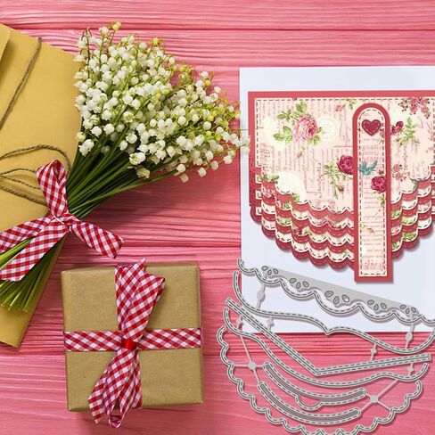 GLOBLELAND Folded 3D Card Cutting Dies Metal Retro Layered Tag Frame Shakers Cutting Die Template Paper Cutting Dies for Scrapbooking Card Making Crafts Paper Cards in Saudi Arabia