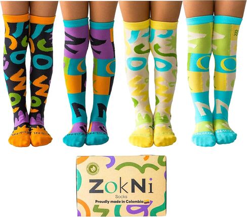 Funny Crazy Socks for Men, Women & Kids – Colorful Over the Calf Styles – 2 Fun Designs – Reinforced Toe – Silly Novelty in Saudi Arabia