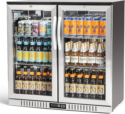 Procool 2-Door Counter Height Beverage Refrigerator - 36" Wide Energy Efficient Stainless Steel Bar Fridge With Glass Doors & LED Lighting - Commercial Back Bar Cooler in Saudi Arabia