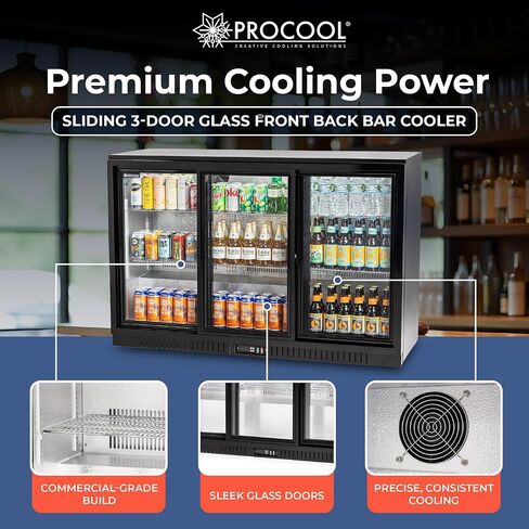 Procool 2-Door Counter Height Beverage Refrigerator - 36" Wide Energy Efficient Stainless Steel Bar Fridge With Glass Doors & LED Lighting - Commercial Back Bar Cooler in Saudi Arabia