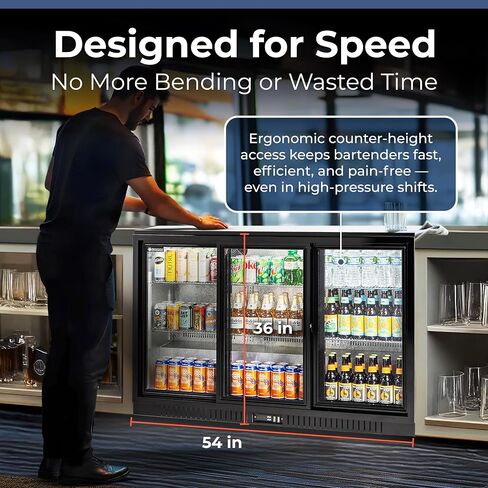 Procool 2-Door Counter Height Beverage Refrigerator - 36" Wide Energy Efficient Stainless Steel Bar Fridge With Glass Doors & LED Lighting - Commercial Back Bar Cooler in Saudi Arabia