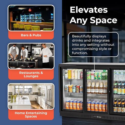 Procool 2-Door Counter Height Beverage Refrigerator - 36" Wide Energy Efficient Stainless Steel Bar Fridge With Glass Doors & LED Lighting - Commercial Back Bar Cooler in Saudi Arabia