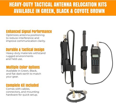 Tactical Antenna Relocation Kit – Enhanced Signal & Mobility – Chest Rig & Backpack Compatible – Durable, Lightweight & Weather-Resistant – Ideal for Military, Outdoor Use (Green, 19" Cable) in Kuwait