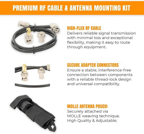 Tactical Antenna Relocation Kit – Enhanced Signal & Mobility – Chest Rig & Backpack Compatible – Durable, Lightweight & Weather-Resistant – Ideal for Military, Outdoor Use (Green, 19" Cable) in Kuwait