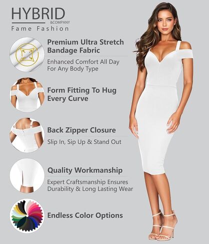 Hybrid & Company Womens Sexy V Neck Stretchy Bodycon Party Bandage Dress in Kuwait