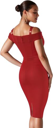 Hybrid & Company Womens Sexy V Neck Stretchy Bodycon Party Bandage Dress in Kuwait