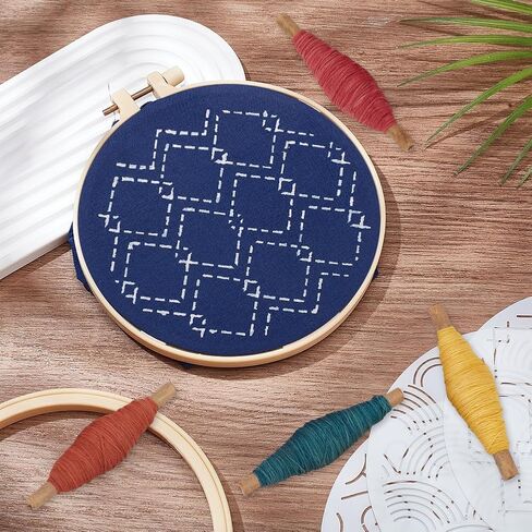 FREEBLOSS 4Pcs Sashiko Thread Sashiko Skein 35 Yards*4 Colors Cotton Embroidery Thread Japanese Quilting & Embroidery Kit Supplies Mixed Blue in Kuwait