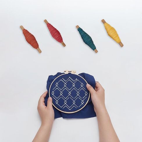 FREEBLOSS 4Pcs Sashiko Thread Sashiko Skein 35 Yards*4 Colors Cotton Embroidery Thread Japanese Quilting & Embroidery Kit Supplies Mixed Blue in Kuwait