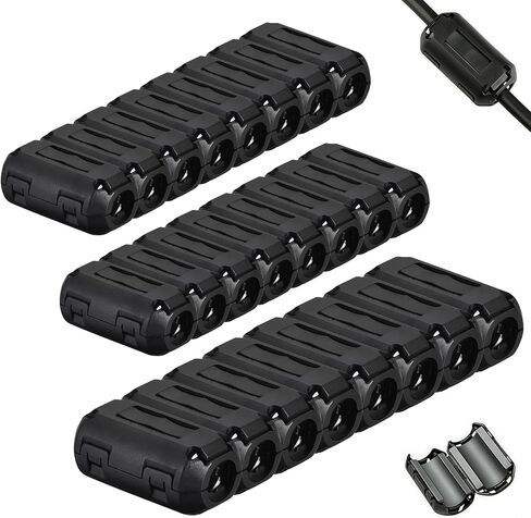 24 PCS Ferrite Ring Core EMI Love Clup-On Filter (3.5 مم/5 مم/7 مم) ، مخفض التداخل في USB والصوت والفيديو والشحن والبيانات ، يحسن جودة الإشارة in Kuwait