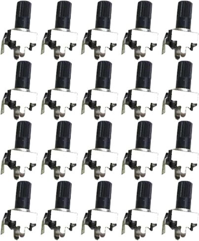 20pcs RV09 قابلة للضبط مقاوم الجهد B10K أوم 12.5 مم مقبض عمود بلاستيكي للدوائر الإلكترونية/تفتت/مشاريع DIY الخطية in Kuwait