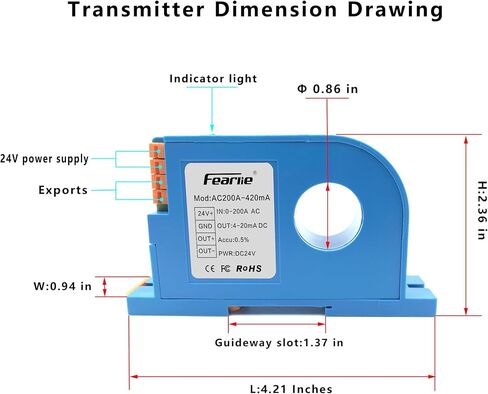 جهاز الإرسال الحالي للتيار المتردد ، مستشعر قاعة DC ، مخرجات إلى PLC أو أداة ، دقة عالية الاستشعار الحالية 0-30V-420MA in Saudi Arabia