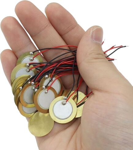 Piutouyar 20 Pack 20mm Piezo Discs مع العملاء المتوقعين ، محول ميكروفون بيزو بيك آب ، عناصر Piezo Trigger للركوب الميكروفون للغيتار in Kuwait