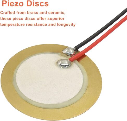 Piutouyar 20 Pack 20mm Piezo Discs مع العملاء المتوقعين ، محول ميكروفون بيزو بيك آب ، عناصر Piezo Trigger للركوب الميكروفون للغيتار in Kuwait