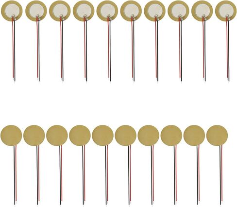 Piutouyar 20 Pack 20mm Piezo Discs مع العملاء المتوقعين ، محول ميكروفون بيزو بيك آب ، عناصر Piezo Trigger للركوب الميكروفون للغيتار in Kuwait