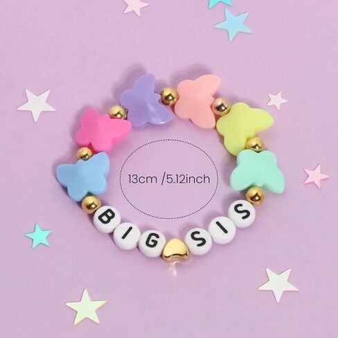 Big Sister Bracelets, Heart Charm Beads Stackable Bracelet Surfer Stretch Accessories Jewelry Gift for Big Sis in Saudi Arabia