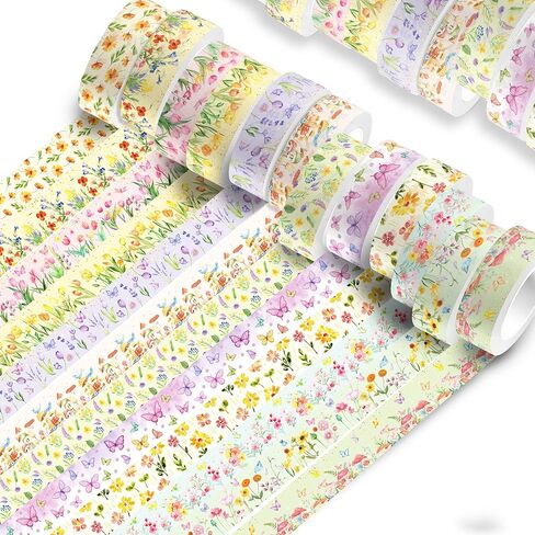 Adirasenotek Floral Washi Tape Set 12 Rolls,Flower Butterfly Washi Tape Decorative Paper Stickers Decorative Tape,DIY Art Crafts Wrapping Decor for Gifts Wrapping in Kuwait