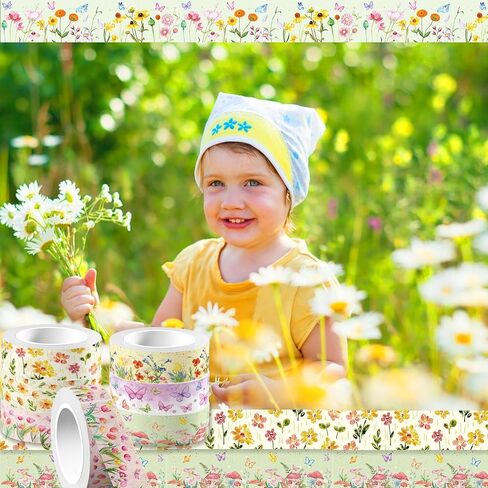 Adirasenotek Floral Washi Tape Set 12 Rolls,Flower Butterfly Washi Tape Decorative Paper Stickers Decorative Tape,DIY Art Crafts Wrapping Decor for Gifts Wrapping in Kuwait