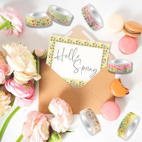 Adirasenotek Floral Washi Tape Set 12 Rolls,Flower Butterfly Washi Tape Decorative Paper Stickers Decorative Tape,DIY Art Crafts Wrapping Decor for Gifts Wrapping in Kuwait