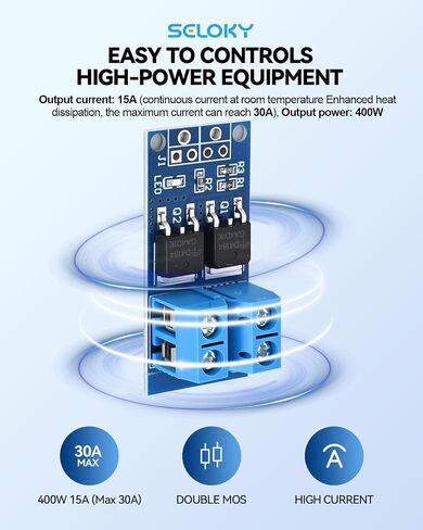 6PCS Dual High-Power MOSFET Trigger Switch Drive Module 0-20KHz PWM Adjustment Electronic Switch Control Board Motor Speed Controller Lamp Brightness Control, DC 5V-36V 400W, 15A (Max 30A) in Saudi Arabia